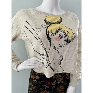 Disney Tinker Bell Crop Top Sweatshirt Long Sleeve Shirt Tinkerbell size M